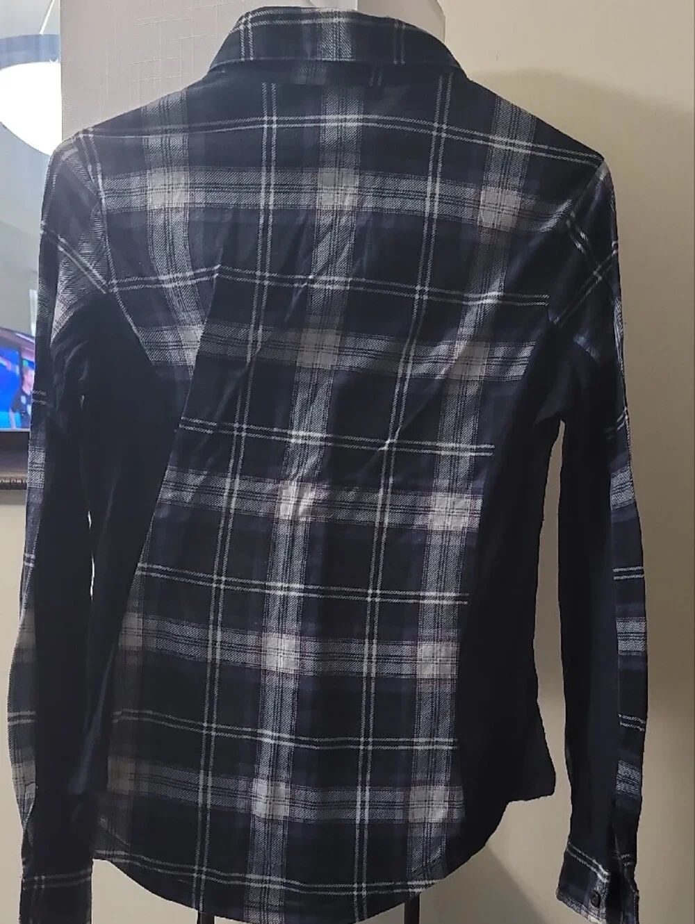 Polly & Esther Navy, White and Light Blue Plaid Button-Up Shirt - Picture 4 of 7
